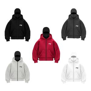 Vêtements de sport double couche sweats à capuche zippés personnalisés vente en gros de sweats à capuche américains à fermeture éclair complète hommes tissu polaire tricoté à capuche - Product Image 6