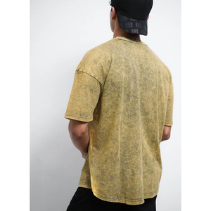 Camisetas lavadas con ácido de algodón 100% para hombre, superventas, estampado de serigrafía con patrón de letras elegantes para moda y ropa informal - Product Image 2