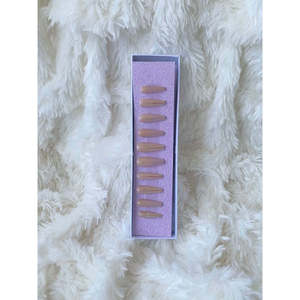 Set di Unghie Finte Lunghe a Forma di Bara con Punta Francese Iridescente Rosa e Verde T24 Stile Frenchie Iridescente - Product Image 3