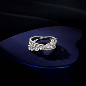 Jeulia Emerald Cut Moissanite Eternity Band <b>Dainty</b> Wedding <b>Ring</b> in Platinum - Product Image 3