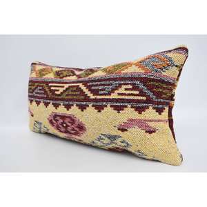 Almohada de lana bordada geométrica 12x24 pulgadas Diseño de lujo beige con patrones de hojas de plantas florales Vintage para coche o hogar - Product Image 4