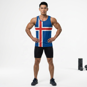 Débardeur pour homme avec imprimé drapeau d'Islande, respirant, col rond, décontracté, sans manches, en polyester tricoté, vêtements de sport - Product Image 2