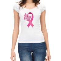 T-shirt décontracté grande taille pour femme, motif ruban rose 2025, sensibilisation au cancer du sein, broderie et impression de logo personnalisés, 100 % coton