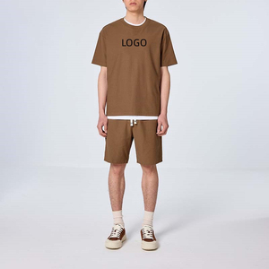 100%Cotton <b>Knitted</b> Man Two Piece Short <b>Sets</b> Plain T Shirt and Shorts Print Logo Summer Casual Clothing Men's <b>Sets</b> - Product Image 2