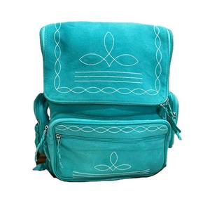 Mochila con estampado de animales bohemios de piel de ante turquesa para mujer, cremallera, viaje diario ecológico, OEM Otoño/Invierno/Verano - Product Image 1