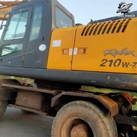 Excavatrice sur roues Hyundai R210W de 21 tonnes, moteur Cummins B5.9 C, d'occasion, pour travaux de construction et réparation routière en Corée.