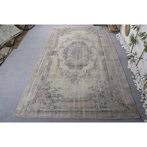 Alfombra turca Vintage Beige Rosa 6 'X 10,9' clásico área grande lana rectángulo abstracto Patchwork para la habitación de los adolescentes pasillo látex - Product Image 1