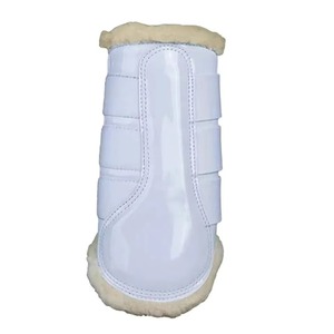 Bottes de protection pour chevaux en fourrure blanche, bottes de cheval en polaire blanche avec paillettes, fabricant de bottes de protection pour les jambes des chevaux au Pakistan - Product Image 1