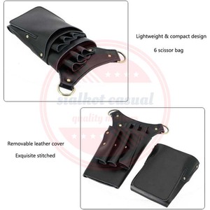 Haute qualité en cuir PU cheveux styliste outil ceinture coiffure ciseaux pochette en cuir barbier outils ceinture - Product Image 4