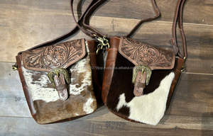 กระเป๋าหนังวัวแท้สไตล์ตะวันตกสุดเก๋กระเป๋าพาดลำตัวเป็นเครื่องมือกระเป๋าคาดตัวลายโบฮีเมียนดีไซน์หรูหราสำหรับผู้หญิง - Product Image 2