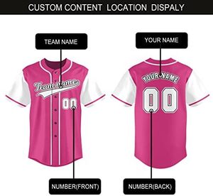 Nouvelle chemise boutonnée en jersey de baseball rose | Nom et numéro personnalisés | Uniforme de sport unisexe - Product Image 5