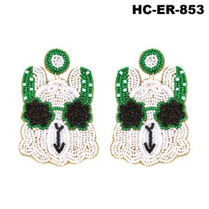Pendientes de cuentas inspirados en diseñador elegante con cuentas de vidrio accesorio decorativo Ideal para mujeres para Navidad Halloween - Product Image 2