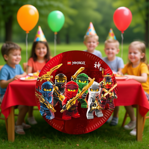 Assiettes jetables Ninjago 23 cm, 6 pièces, vaisselle de fête, vaisselle pour enfants - Product Image 3