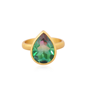 Bio Mystic doulet ควอตซ์แหวนอัญมณีแหวนชุบทองสีเหลืองขายส่งแหวนทองเหลืองผู้ผลิตเครื่องประดับ - Product Image 3