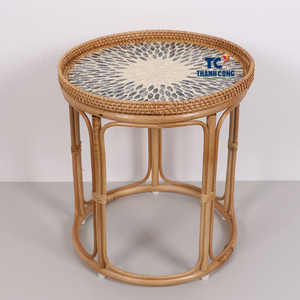 Table en rotin avec incrustation de vadrouille Table d'appoint unique pour le style de salon Ramadan Diwali et les cadeaux de l'Aïd - Product Image 1