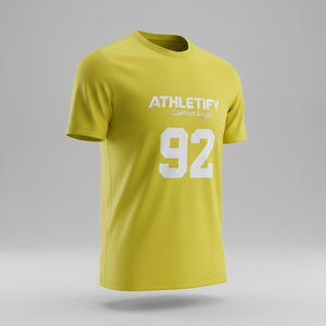 Maillot de football confortable et personnalisable avec logos d'équipe, noms et numéros de joueurs, en tissu 100 % polyester pour une excellente respirabilité. - Product Image 1