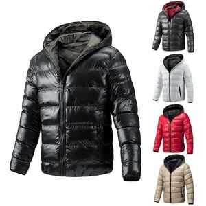Custom Coated Spring Stand Collar <b>Men</b> High Street Waterproof Windproof <b>Lightweight</b> Hooded Shiny Puffer Bomber <b>Jacket</b> - Product Image 2