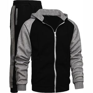 Conjunto Deportivo de Dos Piezas para Hombre, Transpirable, de Forro Polar, para Gimnasio, Fitness, Entrenamiento, Estampado, Informal, Sólido, con Cuello Alto y Cierre de Cordón - Product Image 1