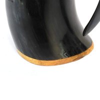 Corne à boire Viking en corne naturelle, écologique, avec poignée, pour bière, logo personnalisé, haute qualité, taille personnalisée, classique, OEM, pour fête, noir