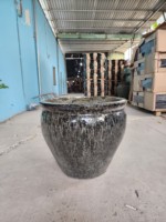 Pot rond en céramique vert clair émaillé / Grands pots en terre cuite