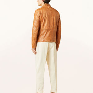 Chaqueta de cuero 2025 de manga larga para hombre con estampado de logotipo personalizado de mejor diseño de alta calidad con cuello levantado chaqueta de cuero para hombre - Product Image 5