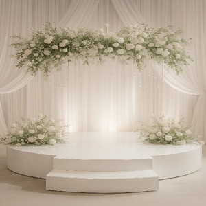 เวทีงานแต่งงานทรงกลมสีขาวอะคริลิคสมัยใหม่สำหรับตกแต่งงานแต่งงาน - Product Image 1