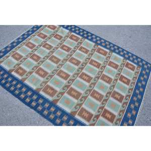 พรมขนสัตว์สีน้ำตาล4.7x6.2ฟุตทำด้วยมือทรงสี่เหลี่ยมผืนผ้าสไตล์ตุรกีย้อนยุค - Product Image 4