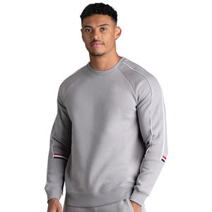 Hot Selling 100% Cotton 500 GSM O-Neck Raglan Sleeve Plus Size <b>Sweatshirt</b> Embroidered Loose Fit Breathable Hip Hop for <b>Men</b> - Product Image 4