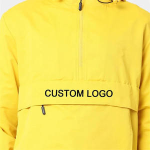 Veste coupe-vent jaune d'hiver 2024, logo personnalisé OEM, 100% polyester, capuche fixe, imperméable, demi-zip, pull pour homme, style streetwear - Product Image 6