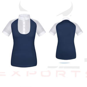 2025 New Design Women's Equestrian <b>Clothing</b> Custom Logo Horse Riding Shirts with Short Sleeves and Stirrups - Product Image 2