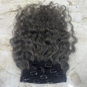 Extensions de cheveux humains Remy indiennes à clipser gris foncé avec double trame machine, compatibles permanente, toutes les couleurs disponibles - Product Image 6