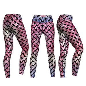 <b>Women's</b> High Waist Fitness <b>Leggings</b> Dark Gray Stripes Printed Customized Knitted Fabric Fashion High Quality <b>Woman</b> <b>Legging</b> - Product Image 1