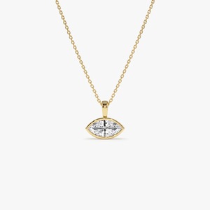 Colgante de Diamante Cultivado en Laboratorio con Forma de Marquesa, Hecho a Mano, Radiante, de Oeste a Este, 1.00 Ct E-F VS, Oro de 14K, para Regalo de Aniversario de Bodas - Product Image 1