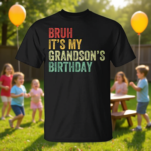 T-shirt pour adulte « Anniversaire de petit-fils » pour grand-père, manches courtes, col rond, en coton, cadeau pour événement familial - Product Image 3