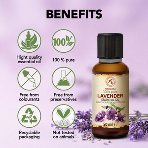 Aromatika Huile Essentielle de Lavande 100% Pure 50ml Distillée à la Vapeur Anti-Pelliculaire Soin Capillaire Apaisant Soulagement des Rougeurs Naturel - Product Image 2