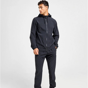 New Fashion Casual Black Tracksuit Custom Lightweight Sports Suit Mens Zipper Windbreaker Set - Product Image 1