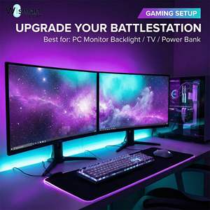 Tira de Luces <span class=keywords><strong>LED</strong></span> COB de 5V CC, Alimentada por USB, 320 <span class=keywords><strong>LED</strong></span>/m, Control por Aplicación Bluetooth, Alta Densidad, Sin Puntos, Flexible, para Decoración de TV, PC y <span class=keywords><strong>Escritorio</strong></span> - Product Image 5