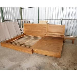 Cadre de lit plateforme en teck massif avec sommier à lattes et tête de lit large, style scandinave, pour lits King et Queen, mobilier de chambre - Product Image 5