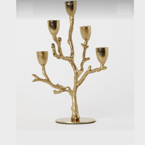 Cast Aluminum Antique Gold <b>Tree</b> Branch Taper Candle Holder for Home Wedding Event <b>Tabletop</b> Lighting Decoration Candle Stand - Product Image 2