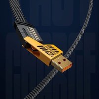 Kabel Data pengisian cepat USB 27W ke 65W, kabel Data pengisian cepat bahan Aloi seng kepang nilon