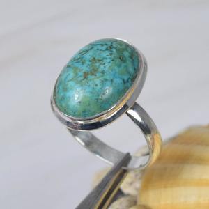 Solide 925 Sterling Turquoise Bague Bijoux À La Main De Mariage Bague En Argent Massif Turquoise Bague De Pierres Précieuses - Product Image 4