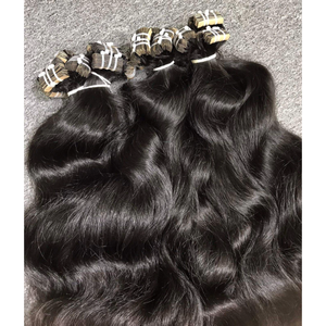 <b>Tape</b> Wavy Indian Remy Hair Extension Natural Look <b>Micro</b>-Link Machine Double Weft Double Drawn Ends All Colors Suitable Wholesale - Product Image 1