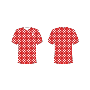 เสื้อยืดผู้ชายสั่งทำขายส่ง ลายจุดสีแดง พิมพ์ลายกราฟิกแบบ Sublimation รุ่น Trackstar รับผลิต OEM แบรนด์ส่วนตัว TSI-G05-P0642 - Product Image 1