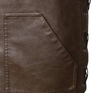 ¡Novedad de 2025! Chaleco de moto de cuero en blanco para hombre, diseño personalizado, chaquetas de cuero con cremallera estampadas, ropa de invierno transpirable - Product Image 4