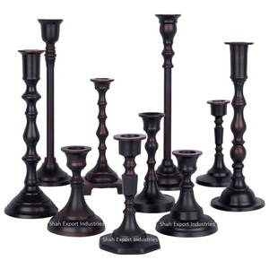 Ensemble de bougeoirs coniques en aluminium de haute qualité pour la décoration de la maison et du mariage Bougies coniques à revêtement noir vintage - Product Image 5