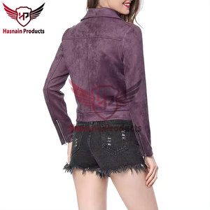 Nouveau design de veste en faux daim pour femmes avec manteau court d'automne à franges solides avec remplissage en coton beau manteau de dames à revers de moto - Product Image 5
