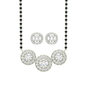 Compre un Conjunto de Mangalsutra de Plata Pura, Joyería Fina con Diamante de Corte Esmeralda Chapado en Oro, para Regalo de Boda o Fiesta para Esposa - Product Image 1