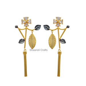 ต่างหูขัดเงาสองโทนดีไซน์เนอร์สวยงามเครื่องประดับสำหรับผู้หญิงและผู้หญิงสำหรับงานแต่งงาน - Product Image 5