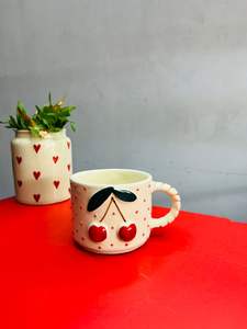 Red 3D Cherry <b>Ceramic</b> Coffee <b>Mug</b> for Hot Beverages Microwave and Dishwasher Safe Ideal for Home Office or Gifting - Product Image 2