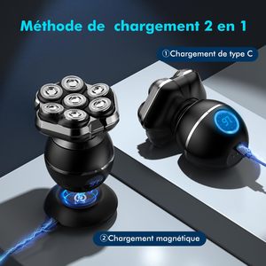 Rasoir Électrique Étanche IPX7 pour Hommes, Rechargeable, Triple Lame Rotative, Utilisation Humide/Sèche, Tondeuse Visage pour Chute de Cheveux et Utilisation en Camping-Car - Product Image 4